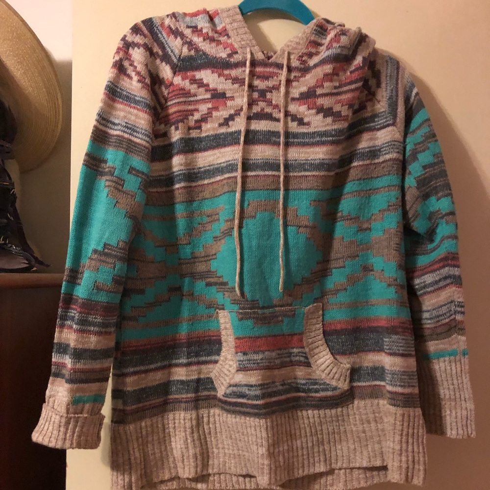 Aztec hooded sweater
